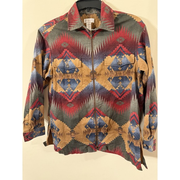 Vintage Jones New York Jacket Mens M Full Zip Southwest Aztec Print Shacket - Picture 1 of 6